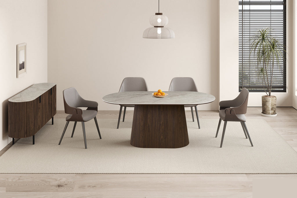 Table Vigo – Chêne foncé · Shakespeare beige