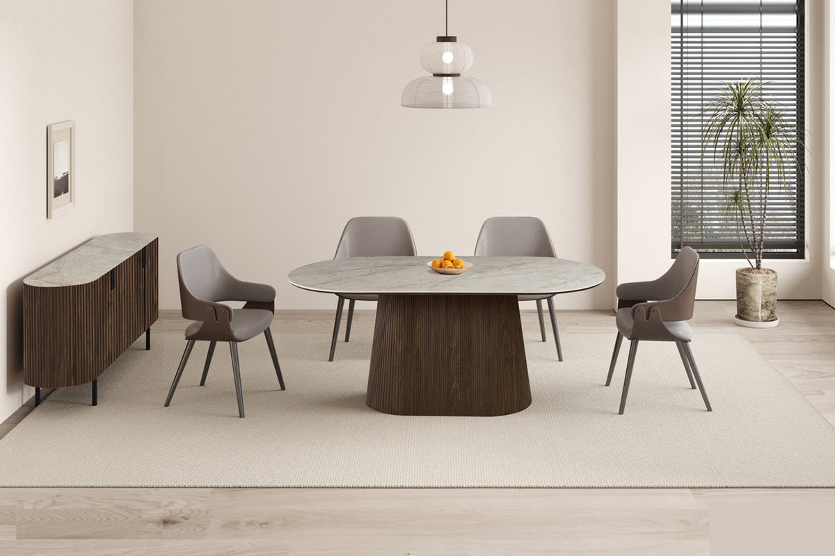Table Vigo – Chêne foncé · Shakespeare beige