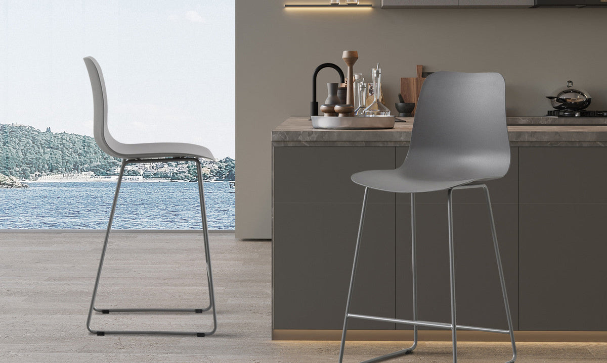 Lot de 2 chaises de comptoir Marie – Gris