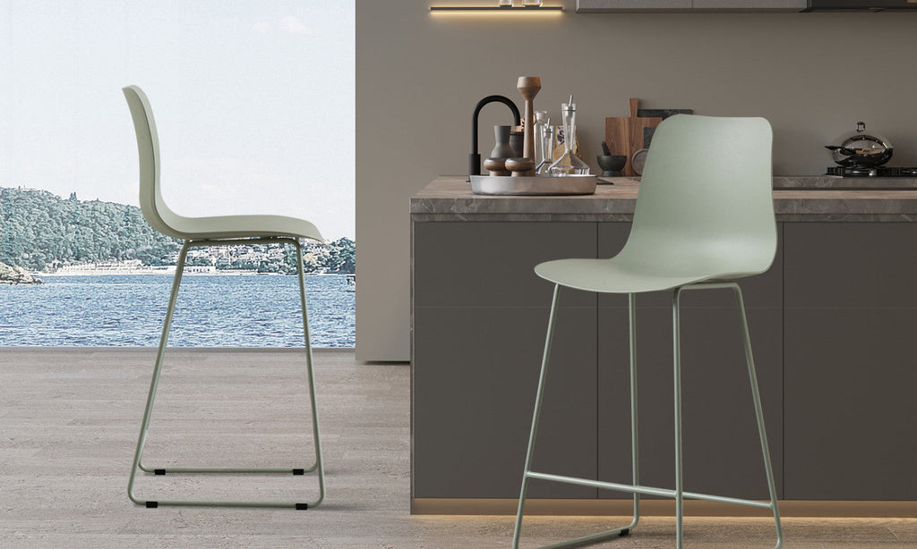 Lot de 2 chaises de comptoir Marie – Gris-vert