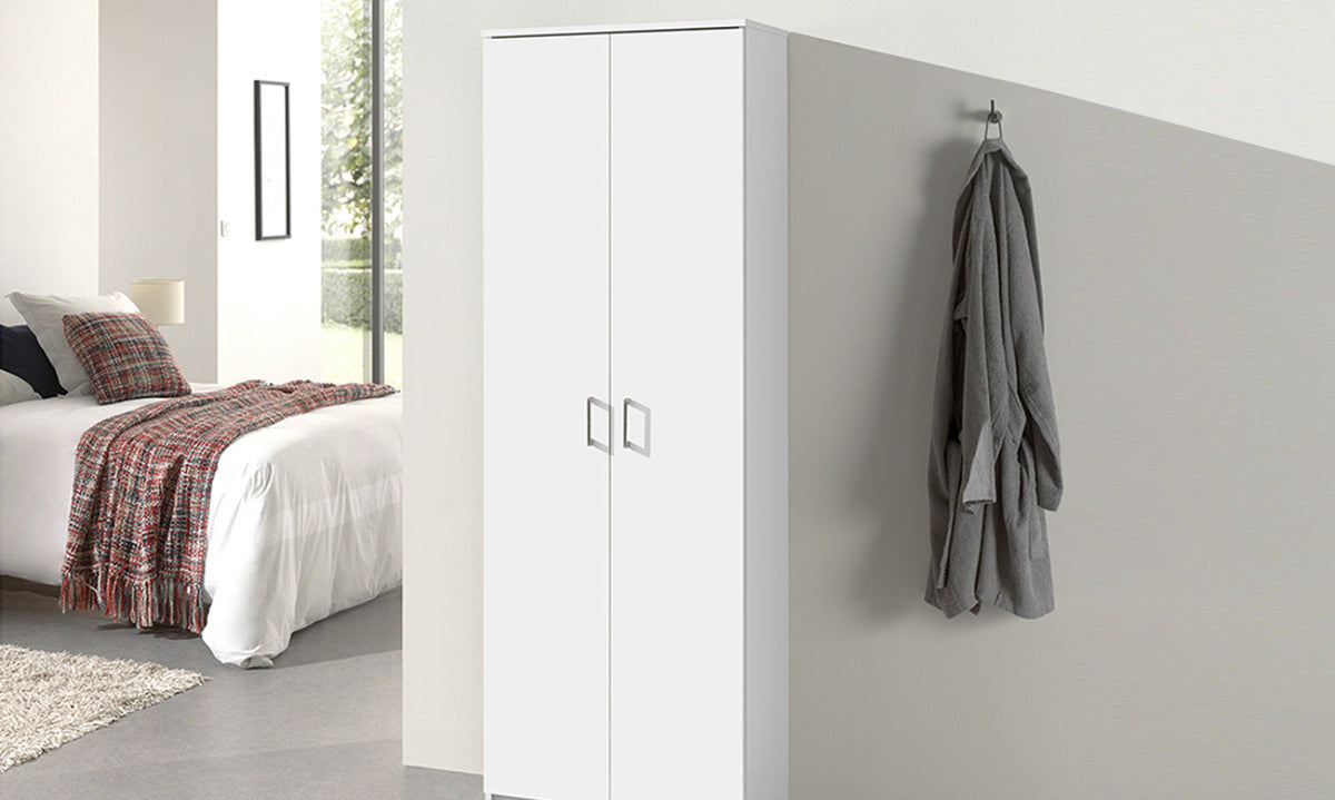 Armoire de rangement Ray – 2 portes et 4 étagères wit