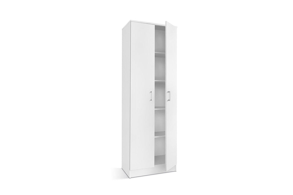 Armoire de rangement Ray – 2 portes et 4 étagères wit