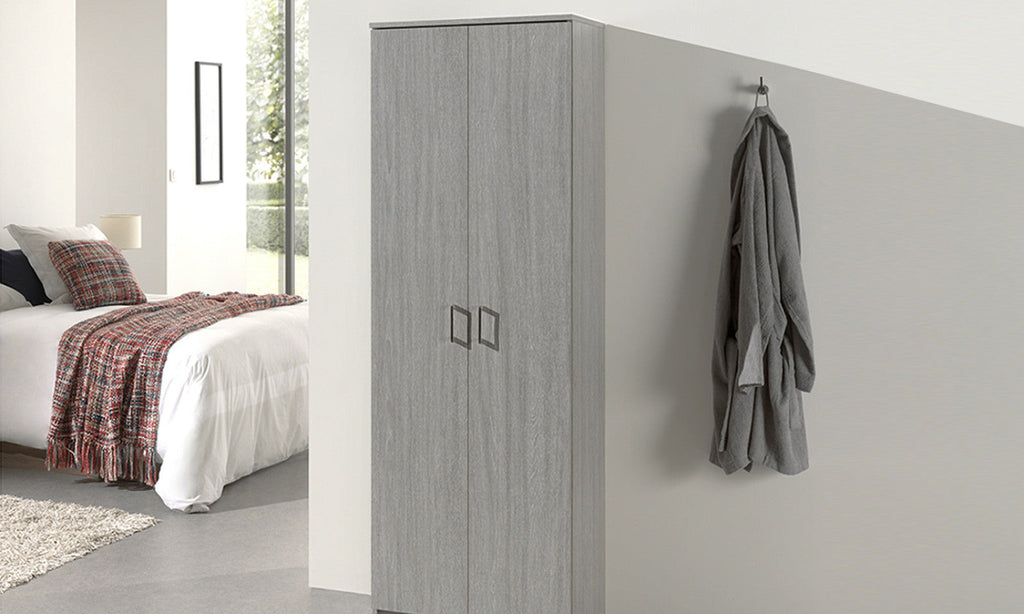 Armoire de rangement Ray – Chêne gris – 2 portes – 60 × 180 cm