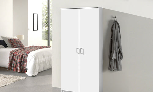 Armoire de rangement Ray – 2 portes et 4 étagères blanc
