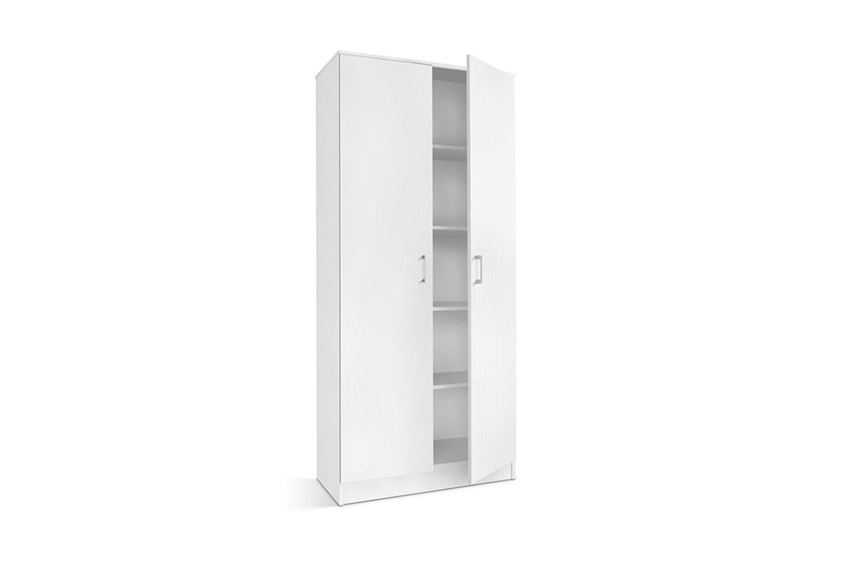 Armoire de rangement Ray – 2 portes et 4 étagères blanc