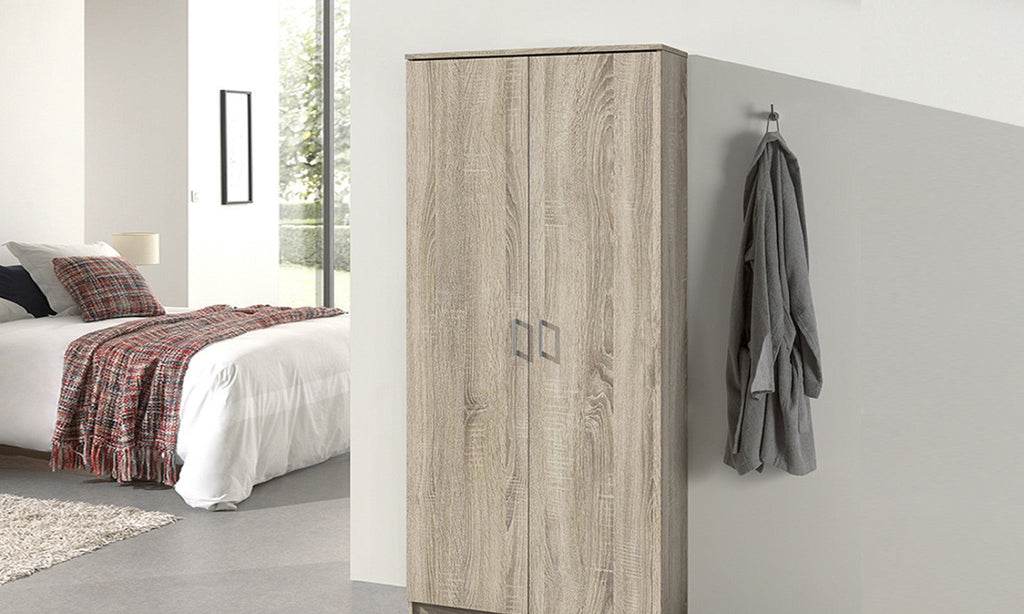 Armoire de rangement Ray – 2 portes et 4 étagères sonoma