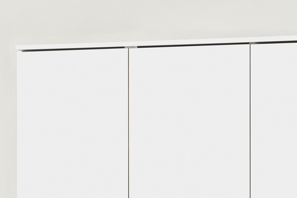 Armoire de rangement Ray – 3 portes et 4 étagères blanc