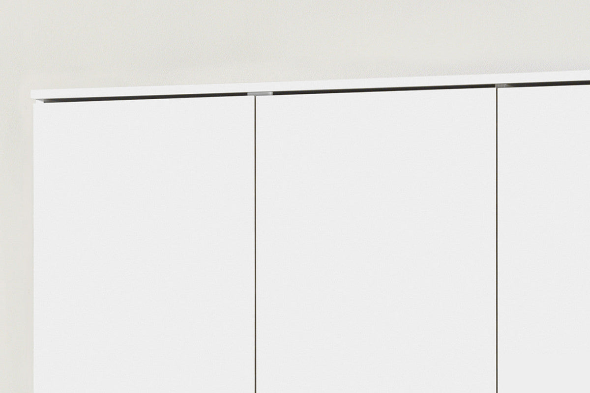 Armoire de rangement Ray – 3 portes et 4 étagères blanc