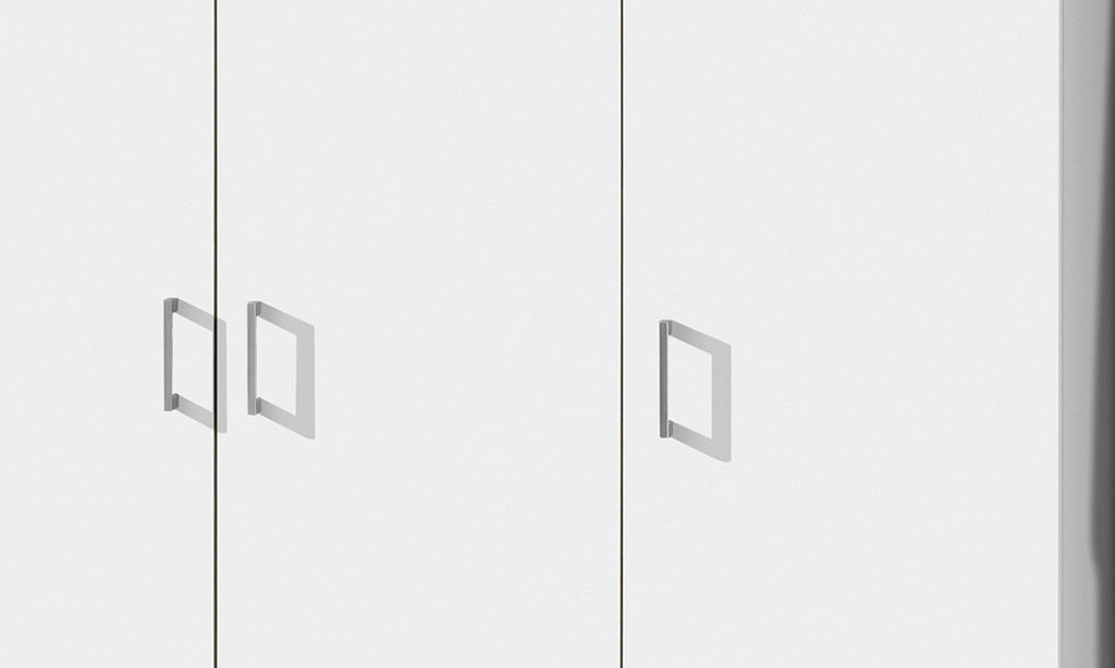 Armoire de rangement Ray – 3 portes et 4 étagères blanc
