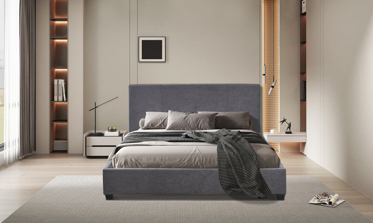 Lit Roma – avec sommier tissu gris – 160x200 cm