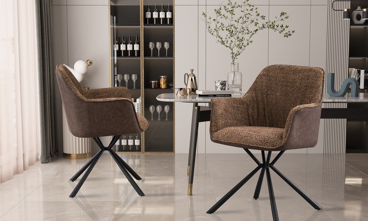 Lot de 2 chaises Lucie – Sable, dos brun