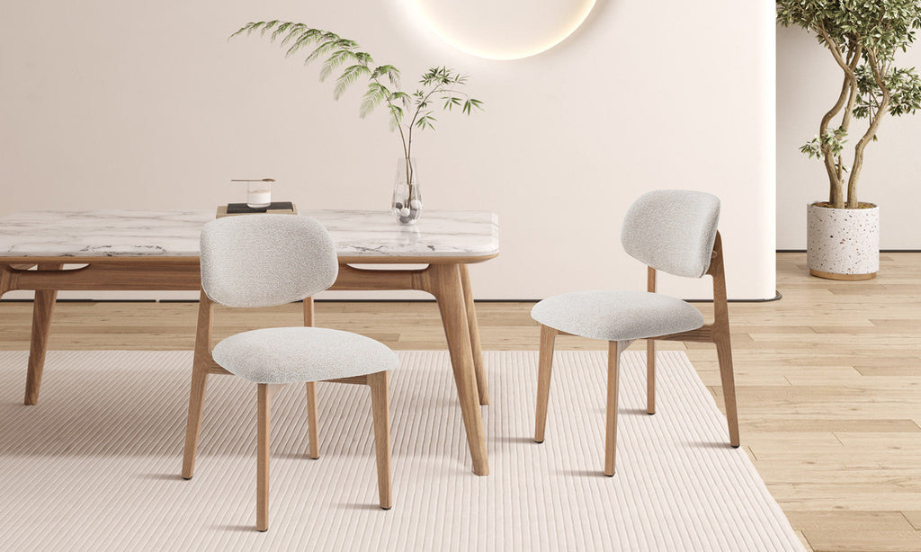 Lot de 2 chaises Carmen – Chêne naturel, tissu beige